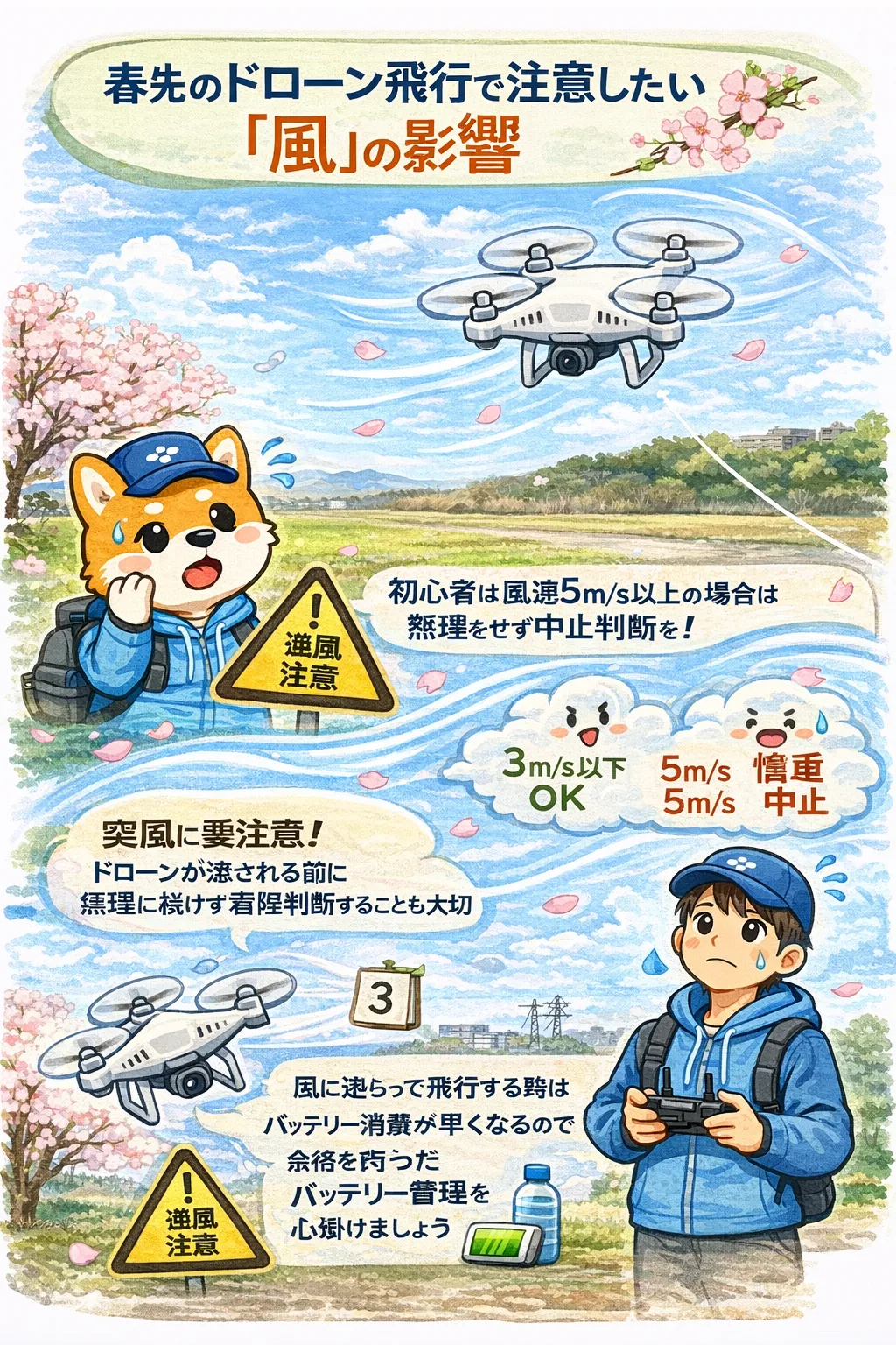 春先のドローン飛行で注意したい「風」の影響【宮城県仙台市・名取市 ドローンスクール】